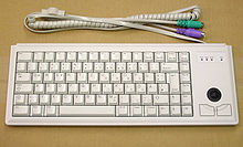 Computer keyboard with integrated black trackball for 19″ cabinets