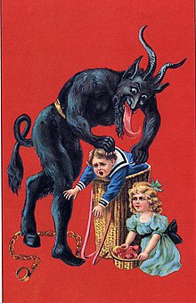 Krampus trestá dítě tím, že ho unese.
