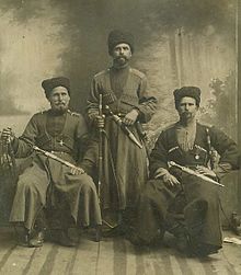 The clothing of the Kuban Cossacks (southern Russia) in the 19th century adopted many Caucasian elements such as the chocha