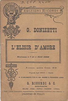 Omslag til librettoen fra edizioni Ricordi