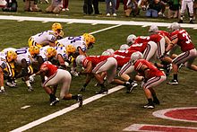 Matt Flynn (#15) on LSU Tigersin pelinrakentaja vuoden 2008 BCS-mestaruusottelussa Ohio State Buckeyesia vastaan.  