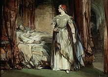 Lady Macbeth am Bett von König Duncan (Lady Macbeth von George Cattermole, 1850)