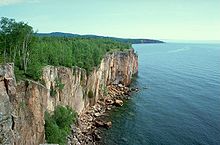Rocky coast at the upper lake