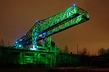 Old industrial crane crocodile in landscape park Duisburg-Nord