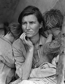 Originaal mustvalge foto: Dorothea Lange 1936. aastal tehtud foto, millel on kujutatud Florence Owens Thompson.