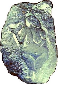 Figurengleiches Fruchtbarkeitsbild der Venus aus dem Jungpaläolithikum.