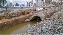 Exposure of a section of the piped Pleißenmühlgraben (2007)