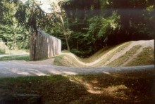Limes in Germania: reconstructed palisade and ditch near Saalburg Castle