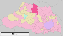Karte mit Kumagaya in der Präfektur Saitama