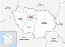 Location of the department in the Île-de-France region