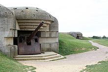 Duitse bunkers bij Longues-sur-Mer in Frankrijk.
