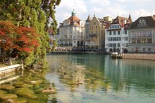 Old town of Lucerne with view of the river Reuss