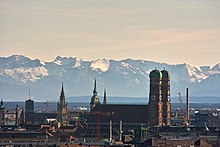 Alpine scenery behind Munich (view from Olympic Park)