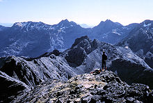 Gabro kraštovaizdis pagrindinėje Cuillin keteroje, Skye saloje, Škotijoje.