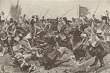 Battle of Malplaquet 1709, woodcut by R. Canton Woodville