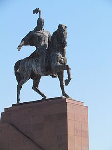 Eine Statue des Manas-Epos in Bischkek Kirgisistan.