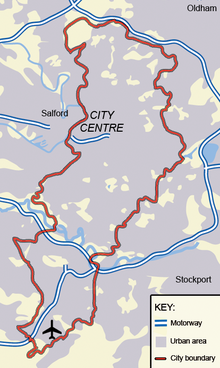 Město Manchester, oblast je téměř celá "zastavěná".