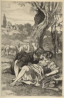 Tato grafika nazvaná Francion 15 od Martina van Maeleho zobrazuje pár, který se venku oddává předehře. Byla vytvořena v roce 1925.