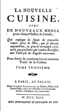 Menon, La nouvelle cuisine (1742)