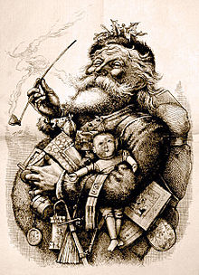 Εικονογράφηση του 1881 από τον Thomas Nast, ο οποίος, μαζί με το ποίημα του Clement Clarke Moore "Μια επίσκεψη από τον Άγιο Νικόλαο", βοήθησε στη δημιουργία της σύγχρονης εικόνας του Άγιου Βασίλη.