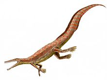 Restauración de la vida del Mesosaurus.