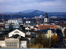 Giessen: in the background on the left castle Vetzberg, on the right castle Gleiberg, in the background the Dünsberg
