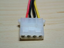 Molex-8981 connector for power supply, red = +5 V, black = ground, yellow = +12 V