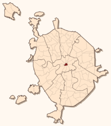 The Kremlin and Kitai-Gorod on the Moscow city map, here before the enlargement of the city area that took place on July 1, 2012.