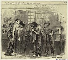 Pralnia w Newsboys Lodging House, Nowy Jork, ok. 1867 r.