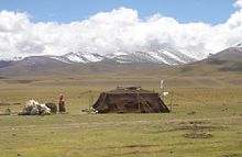 Pastorale Nomaden zelten in Tibet