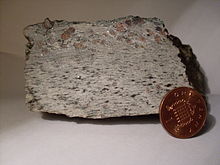 Widok przeciętego Garnet-Mica-Schist
