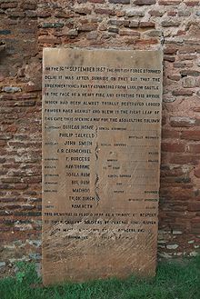 Stone tablet at Kashmir Gate commemorating the recapture on September 14, 1857.