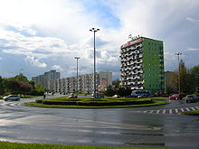 Cityscape with architecture from the 20th century