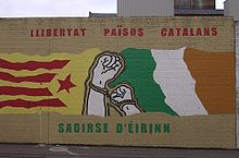 Katalonialaisen itsenäisyysliikkeen seinämaalaus Belfastissa, esimerkki etnisestä separatismista.