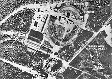 Foto aerea della seconda guerra mondiale del banco di prova dei razzi V2 a Peenemünde.