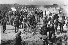 Memorial Day Massacre of 1937: Policemen broke up a demonstration of working-class families. Ten demonstrators were shot dead, seven of them by gunshots in the back. Among the thirty injured were a woman and three children.