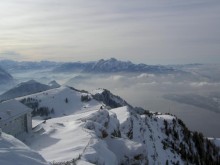 View from the Rigi 1798 m above sea level to the Pilatus near Lucerne 2129 m above sea level.