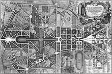 Versailles in the year 1746. On the left the palace park, in the right quarter the city