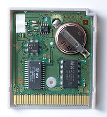 Printed circuit board of a Game Boy game with battery-powered memory