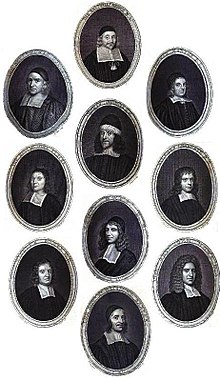 Galerie slavných puritánských teologů 17. století: Thomas Gouge, William Bridge, Thomas Manton, John Flavel, Richard Sibbes, Stephen Charnock, William Bates, John Owen, John Howe, Richard Baxter.