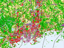 Land use in the Capital Region (2005, with municipal boundaries at that time).