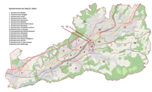 Neighbourhoods based on the areas represented by the neighbourhood associations according to the Office for Social Affairs, St. Gallen.