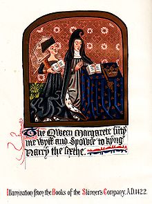 Margaret optræder i en illumination i Skinners Company's bøger fra 1422. Den blev indført i Vor Frue Brødremenighed i 1475.  