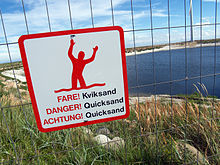 Znak ostrzegawczy "Quicksand" w Danii