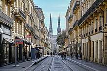 Town houses in the Hôtel de Ville quarter, in the background the north portal of the cathedral