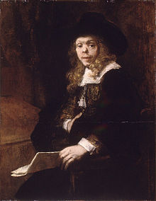 Retrato de Gerard de Lairesse por Rembrandt van Rijn, de cerca de 1665-67. De Lairesse, um pintor, tinha sífilis congênita que deformou gravemente seu rosto e acabou por deixá-lo cego.