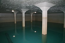 Schlund water reservoir in Zollikon, filled with treated lake water from Lake Zurich