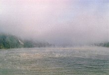 "Smoking" Rhine water on a September morning