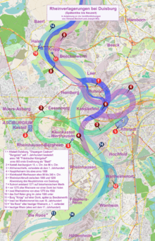 Important Rhine relocations from late antiquity to modern times