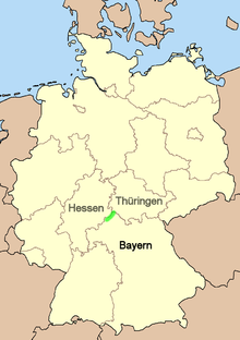 Beliggenhed af Rhön i Tyskland